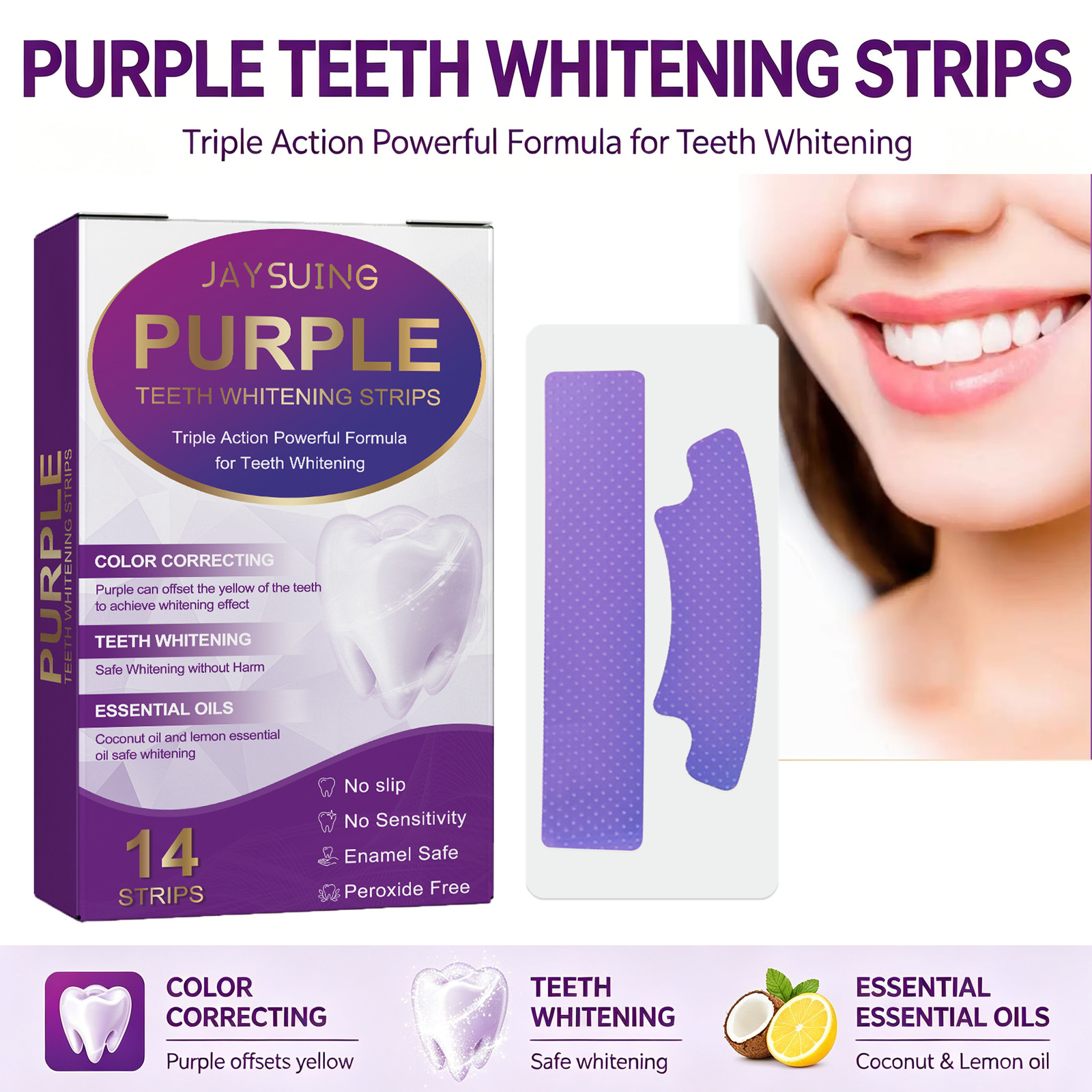 Teeth Whitening With Coconut Oil - Фиолетовые полоски для отбеливания зубов: удаление