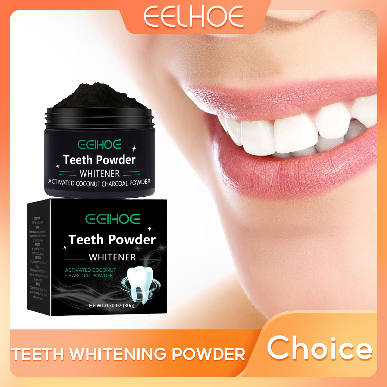 Teeth Whitening Charcoal Powder - Угольный порошок EELHOE для отбеливания зубов,