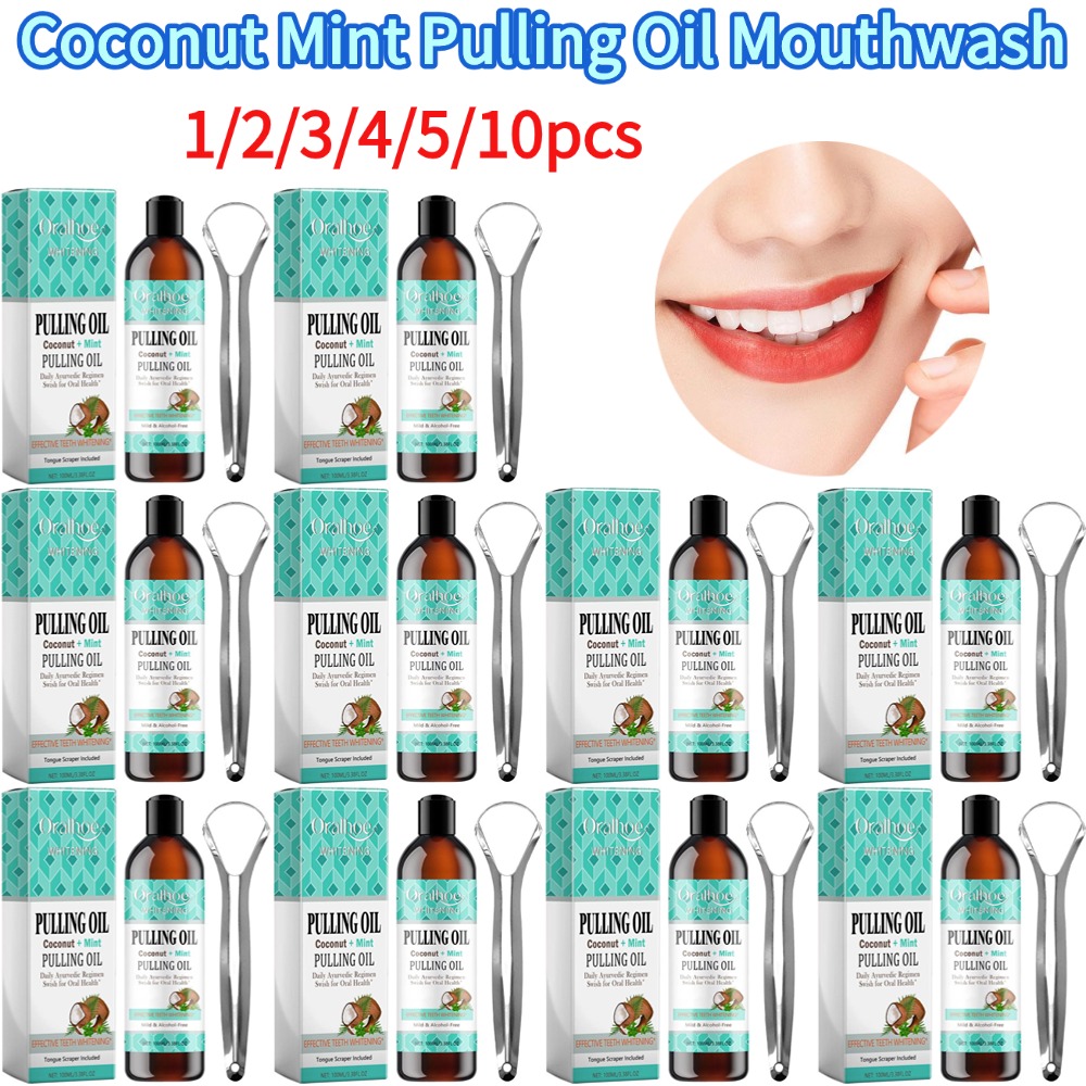 Teeth Whitening With Coconut Oil - Масло для вытягивания кокосовой мяты, ополаскиватель