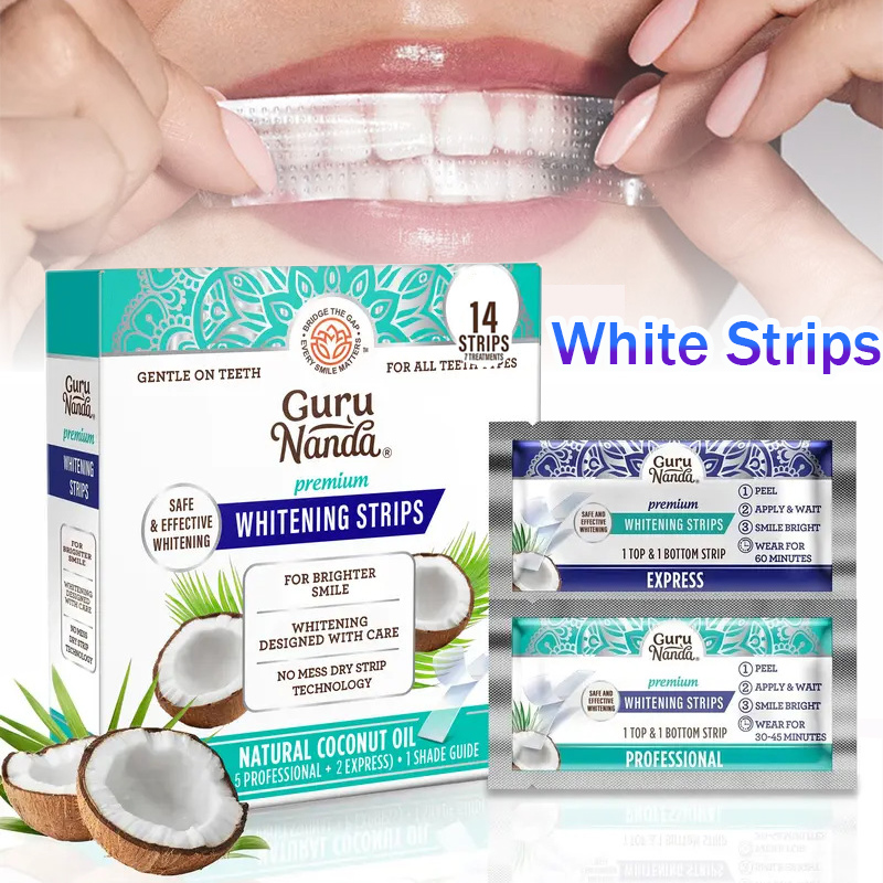 Teeth Whitening With Coconut Oil - 1/2/3 упаковки отбеливающих полосок с кокосовым