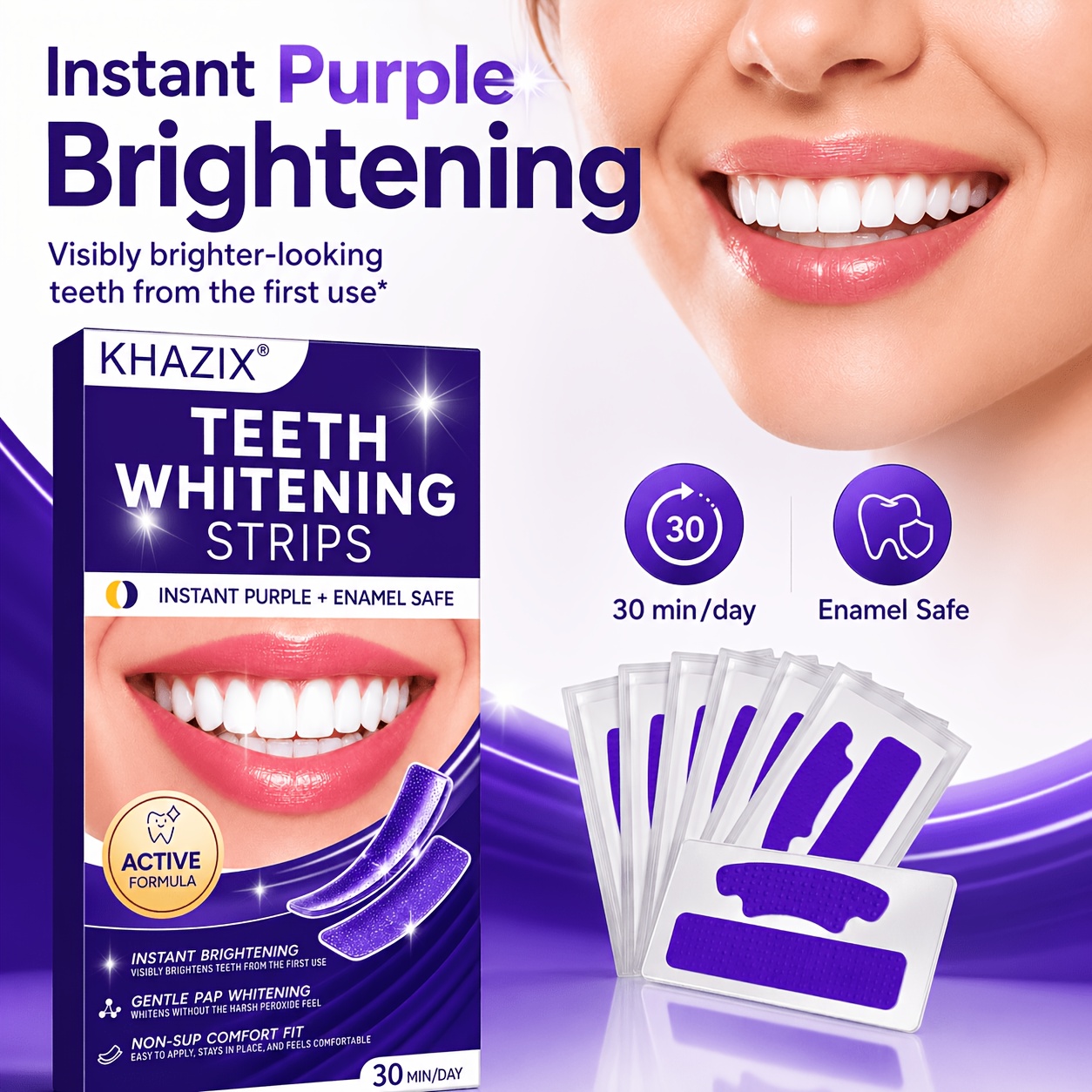 5/10 пар фиолетовых полосок дл – обзор и цена Teeth Whitening Street