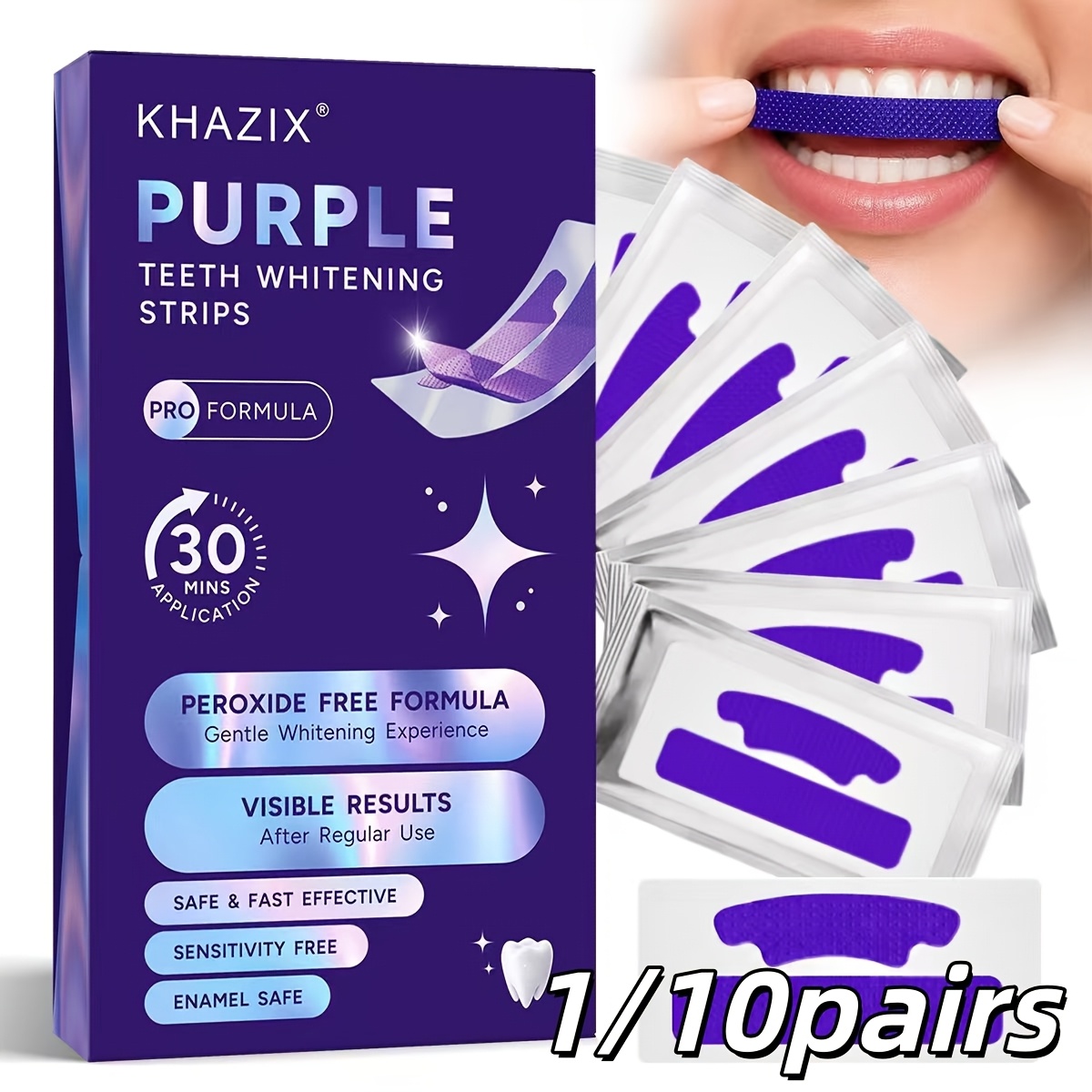 1/10 пар фиолетовых полосок дл – обзор и цена Teeth Whitening Street