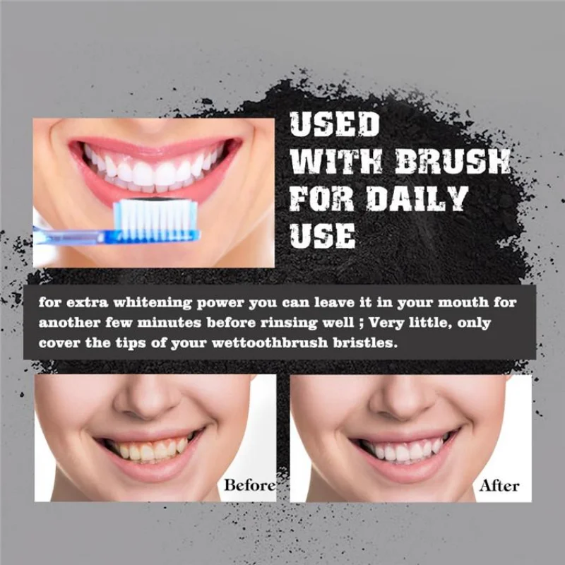 Пищевой порошок для зубов, дре – обзор и цена Teeth Whitening Charcoal Powder